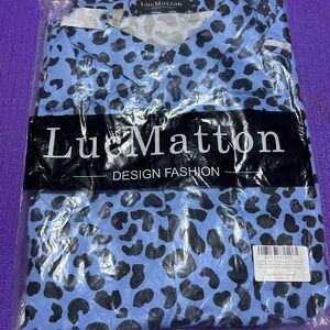 Men's BLUE Leopard Print Shirt and Shorts set